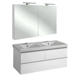 Комплект мебели для ванной Odeon Up 120 см, белый блестящий лак, 3 выдвижных ящика, с подсветкой, с подсветкой, подвесной монтаж E4730-00+EB798RU-G1C+EB892-G1C Jacob Delafon