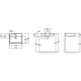 Подвесная раковина Vivienne 61х46,6х12 см, санфарфор EXBH112-00 Jacob Delafon