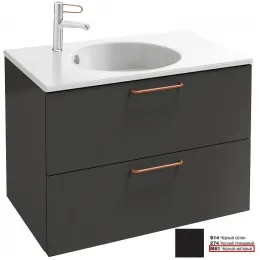 Модуль под раковину Odeon Rive Gauche 80х50,8х56,8 см, 2 ящика, медные ручки, черный матовый EB2522-R7-M61 Jacob Delafon