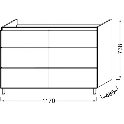 Модуль под раковину Odeon Up 117х48,5х73,8 см, 6 ящиков, светло-коричневый глянцевый EB995-G80 Jacob Delafon