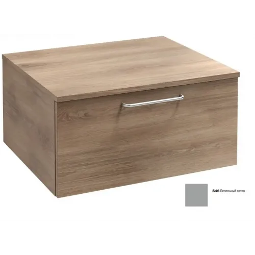 Тумба для ванной Odeon Rive Gauche 1 ящик, пепельный сатин, ручка хром, подвесной монтаж 60х51,5 см EB2537-R5-S46 Jacob Delafon