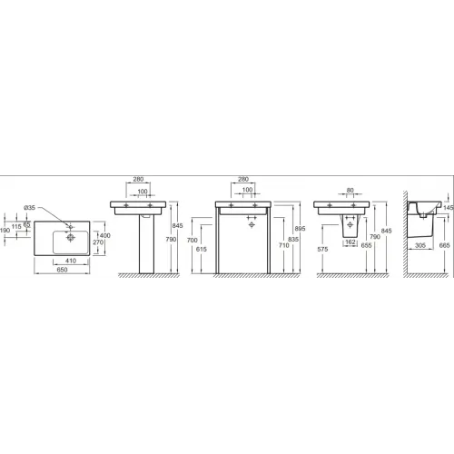 Модуль с раковиной Odeon Up 65 см, квебекский дуб, 1 выдвижной ящик, с левым крылом, подвесной монтаж E4758G-00+EB886-E10 Jacob Delafon