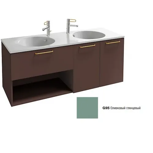 Модуль под раковину Odeon Rive Gauche 140х50,8х56,8 см, 3 ящика, 1 ниша, оливковый глянцевый, ручки медь EB2556-R7-G95 Jacob Delafon
