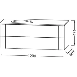 Модуль с раковиной Nouvelle Vague 120 см, фактурный дуб, серая раковина, без отверстия перелива, подвесной монтаж EB3041-E73+EVI002-MG2 Jacob Delafon