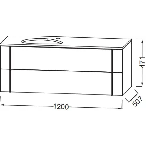 Модуль с раковиной Nouvelle Vague 120 см, фактурный дуб, серая раковина, без отверстия перелива, подвесной монтаж EB3041-E73+EVI002-MG2 Jacob Delafon