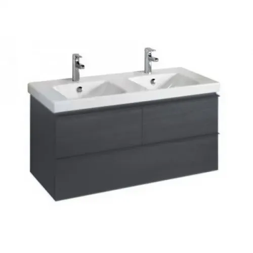 Модуль с раковиной Odeon Up 120 см, серый антрацит, подвесная, двойная раковина, раковина-столешница, 3 ящика, плавное закрывание, подвесной монтаж E4730-00+EB892-N14 Jacob Delafon