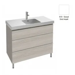 Модуль с раковиной Odeon Up 105 см, 3 выдвижных ящика, плавное закрывание, белый лак, раковина со столешницей, подвесной монтаж EB994-N18+E4731-00 Jacob Delafon