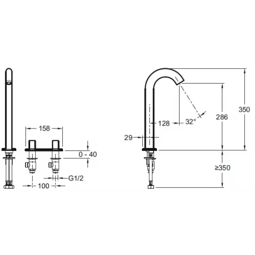 Смеситель для раковины на 3 отверстия Talan с антиизвестковым покрытием, без донного клапана E10094-CP Jacob Delafon