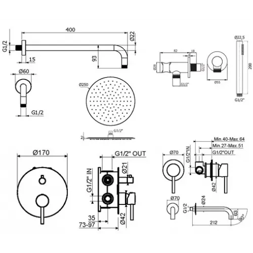 Комплект для душа Plumberia Selection IXO KITXO18CR210