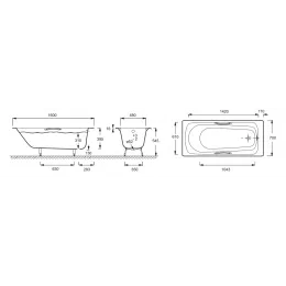 Чугунная ванна Melanie 160х70 см, с отв. для ручек, антискользящее покр. E2935-00 Jacob Delafon