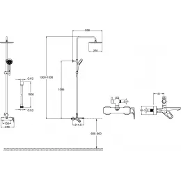 Душевая система Aleo 2.0 E26809-CP 4 режима, 25 см, round, неповор. излив, верхний душ, с лейкой E26809-CP Jacob Delafon