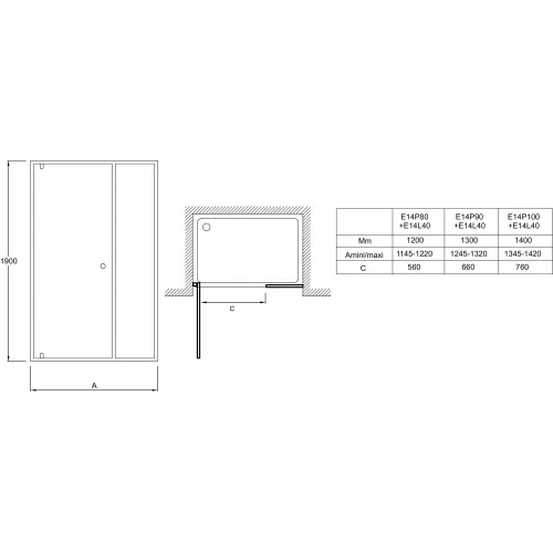 Душевая дверь Serenity 100х190 см, распашная, 6 мм E14P100-GA Jacob Delafon