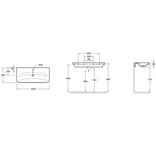 Подвесная раковина Replay 100х46х8 см, с 1 отверстием для смесителя, санфарфор E4487-00 Jacob Delafon