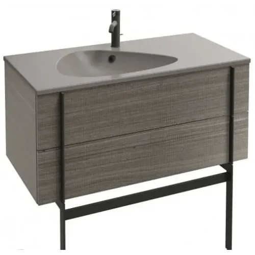 Модуль с раковиной Nouvelle Vague 100 см, фактурный дуб, подвесной монтаж EXAQ112-Z-MK4+EB3032-E73 Jacob Delafon