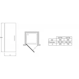 Душевая дверь в нишу Contra 120х200 см, реверсивная, 6 мм E22T120-GA Jacob Delafon