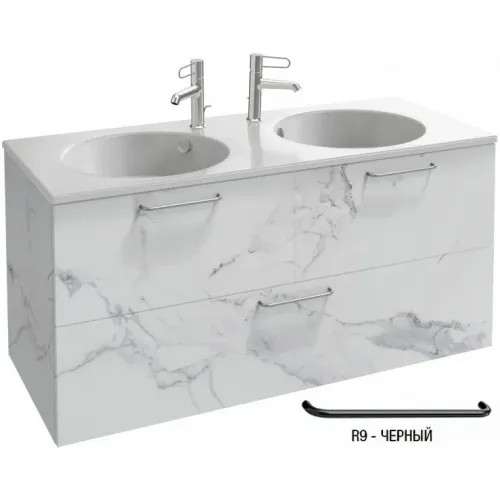 Модуль под раковину Odeon Rive Gauche 120х50,8х56,8 см, 3 ящика, белый мрамор, ручки - черный EB2545-R9-NR4 Jacob Delafon
