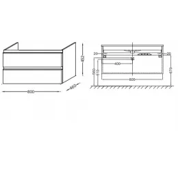 Модуль под раковину Vox 80х46х45,2 см, квебекский дуб, 2 выдвижных ящика, встроенные ручки EB2028-RA-E10 Jacob Delafon
