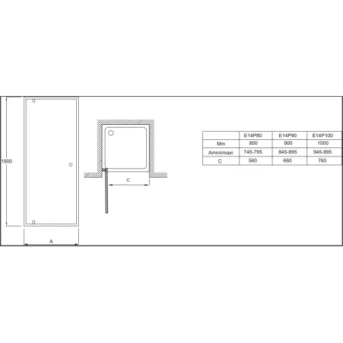 Душевая дверь Serenity 90х190 см, 6 мм E14P90-GA Jacob Delafon