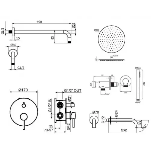 Комплект для душа Plumberia Selection IXO KITXO19CR260