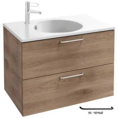 Модуль под раковину Odeon Rive Gauche 80х50,8х56,8 см, 2 ящика, ручки черные, квебекский дуб EB2522-R9-E10 Jacob Delafon