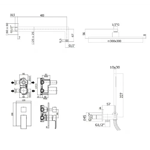 Комплект для душа PAFFONI Elle KITEL018CR/MKING