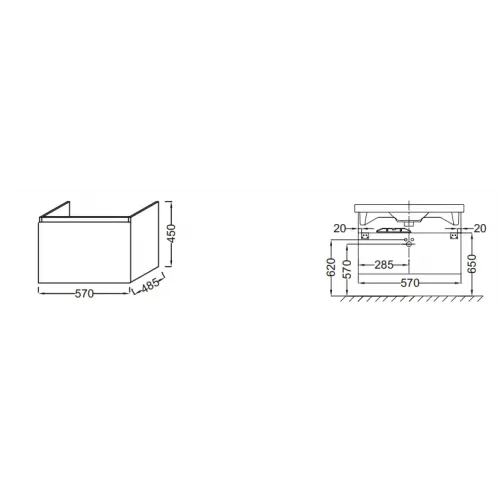 Модуль под раковину Odeon Up 62х38,4х45 см, чёрное дерево EB886-E15 Jacob Delafon