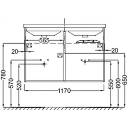 Модуль под раковину Struktura 117х47х56 см, серый антрацит, 4 дверцы EB1283-N14 Jacob Delafon