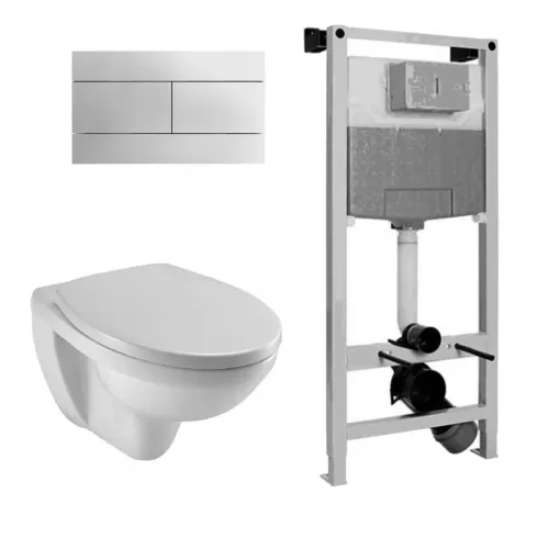 Комплект с инсталляцией Patio хром, матовая, безободковый, с микролифтом E70021-00+E4316-CP+E5504-NF+EDV102-00 Jacob Delafon