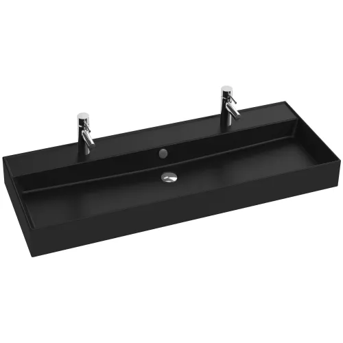 Подвесная раковина Vivienne 120х46,6х12 см, 1 чаша, чёрная матовая, санфарфор, двойная EXBK112-NGM Jacob Delafon
