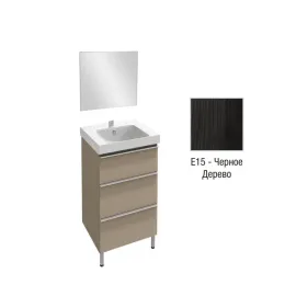 Комплект мебели для ванной Odeon Up 60 см, черное дерево, 3 выдвижных ящика, полотно, подвесной монтаж E4778-00+EB1080-NF+EB990-E15 Jacob Delafon