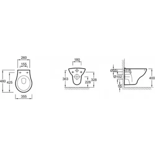 Подвесной унитаз Odeon 35,5х48 см, без сиденья E1534-00 Jacob Delafon