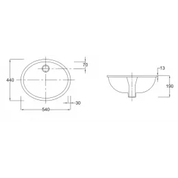 Встраиваемая снизу раковина Caxton 54х44 см, санфарфор 2211-0 Jacob Delafon