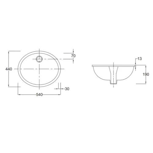 Встраиваемая снизу раковина Caxton 54х44 см, санфарфор 2211-0 Jacob Delafon