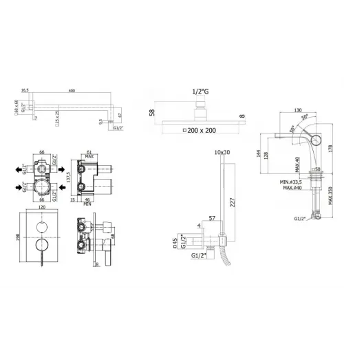 Комплект для душа Paffoni Rock KITRO018SCR071