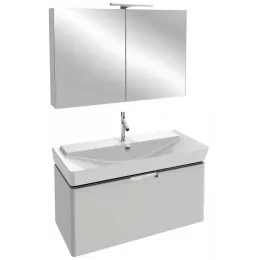 Комплект мебели для ванной Reve 100 см, светло-коричневый блестящий, 1 выдвижной ящик, с подсветкой, с подсветкой, подвесной монтаж E4801-00+EB1132-G80+EB797RU-G80 Jacob Delafon