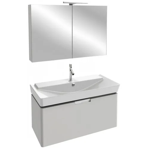 Комплект мебели для ванной Reve 100 см, светло-коричневый блестящий, 1 выдвижной ящик, с подсветкой, с подсветкой, подвесной монтаж E4801-00+EB1132-G80+EB797RU-G80 Jacob Delafon