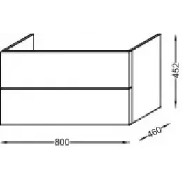 Модуль под раковину Vox 80х46х45,2 см, серый антрацит блестящий, прямоугольная ручка, 2 выдвижных ящика EB2078-R2-442 Jacob Delafon