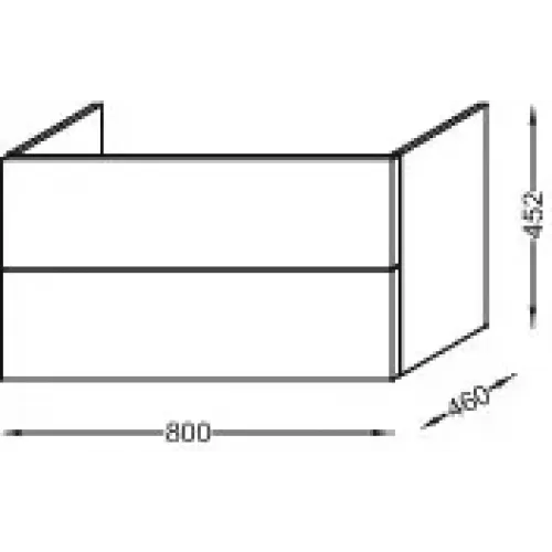 Модуль под раковину Vox 80х46х45,2 см, серый антрацит блестящий, прямоугольная ручка, 2 выдвижных ящика EB2078-R2-442 Jacob Delafon