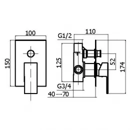 Внешняя часть встраиваемого смесителя Plumberia Selection TG1001NO