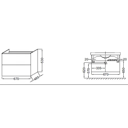 Модуль под раковину Odeon Up 67х48,5х53 см, квебекский дуб EB890-E10 Jacob Delafon