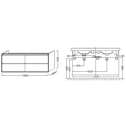 Модуль под раковину Odeon Up 136,5х48,5х53 см, серый антрацит EB997-N14 Jacob Delafon