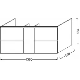 Модуль под раковину Soprano 136х53,5х63,4 см, 4 ящика + 1 внутренний ящичек, сливовый EB1335-N04 Jacob Delafon