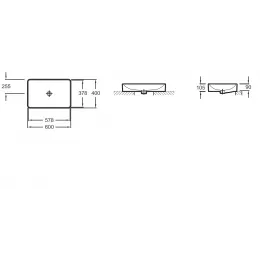 Накладная раковина Vox 60х40х13,5 см, без переливного отверстия, без отверстия для смесителя, санфарфор EVF002-00 Jacob Delafon