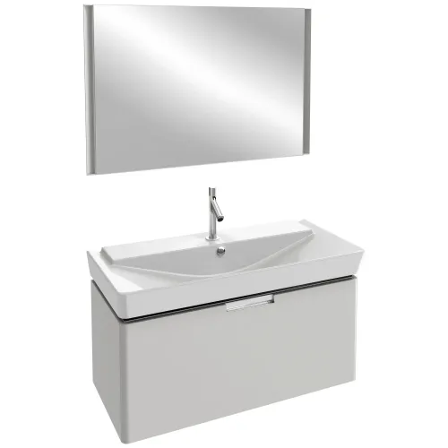 Комплект мебели для ванной Reve 100 см, черный блестящий, с подсветкой, подвесной монтаж E4801-00+EB576-NF+EB1132-R-274 Jacob Delafon