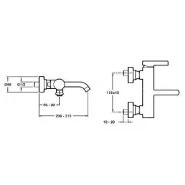 Настенный смеситель Stillness с выходом на душ (без лейки), неповоротный излив E12778-4-CP Jacob Delafon