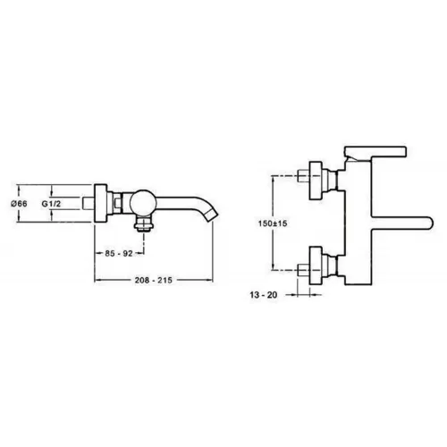 Настенный смеситель Stillness с выходом на душ (без лейки), неповоротный излив E12778-4-CP Jacob Delafon