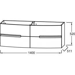 Модуль под раковину Nona 140х51,1х52 см, белый глянцевый EB1891RU-G1C Jacob Delafon