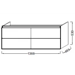 Модуль под раковину Odeon Up 136,5х48,5х53 см, серый дуб EB997-E71 Jacob Delafon