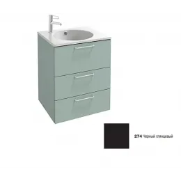 Модуль под раковину Odeon Rive Gauche 60х50,8х73,9 см, 3 ящика, черный глянцевый, ручки хром EB2530-R5-274 Jacob Delafon