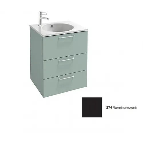 Модуль под раковину Odeon Rive Gauche 60х50,8х73,9 см, 3 ящика, черный глянцевый, ручки хром EB2530-R5-274 Jacob Delafon